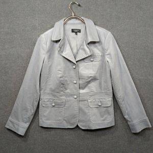 Talbots Blazer Womens 12 Light Gray Velvet Lined Peplum Back 3 Button Career